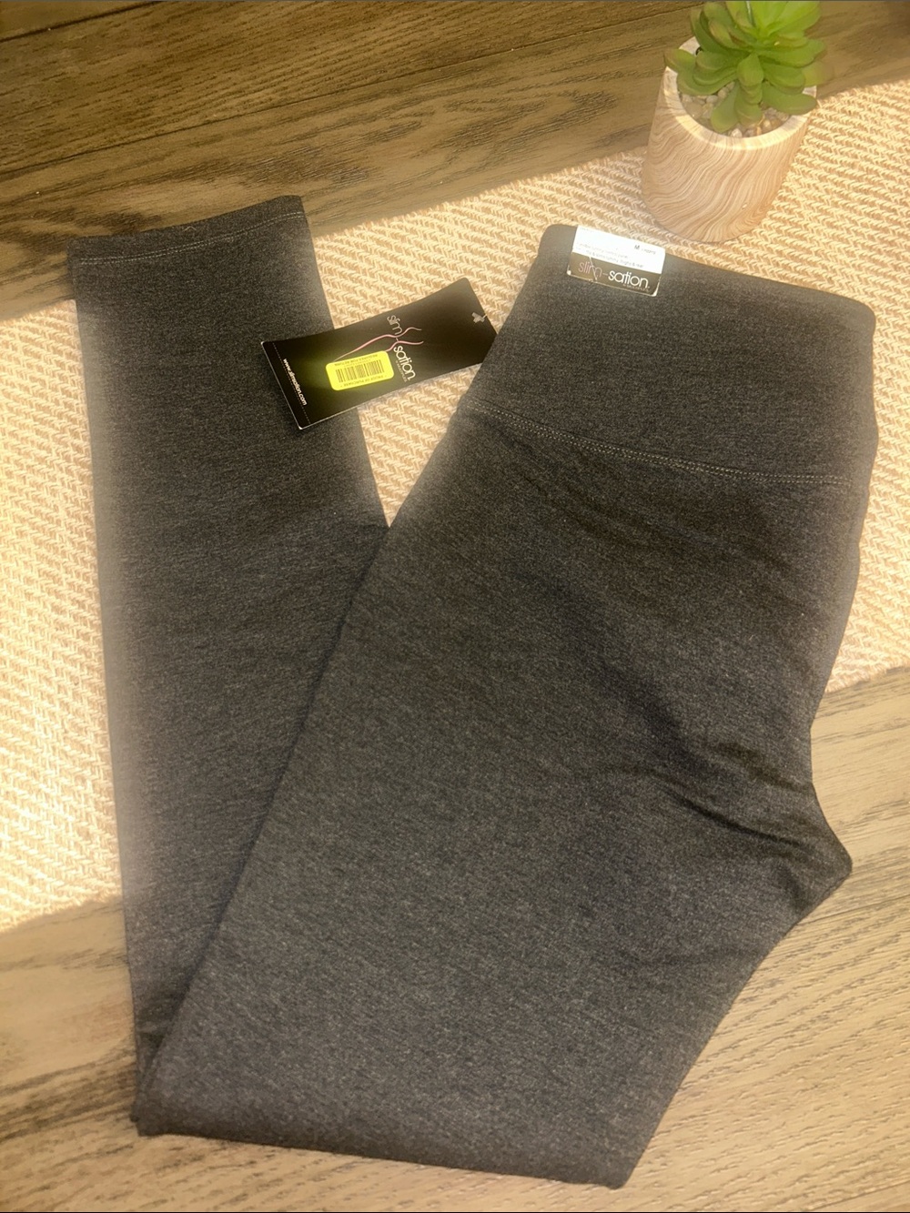 Slimsation By Multiples Dark Gray Womens Leggings Tummy Control Size Medium⭐️NWT